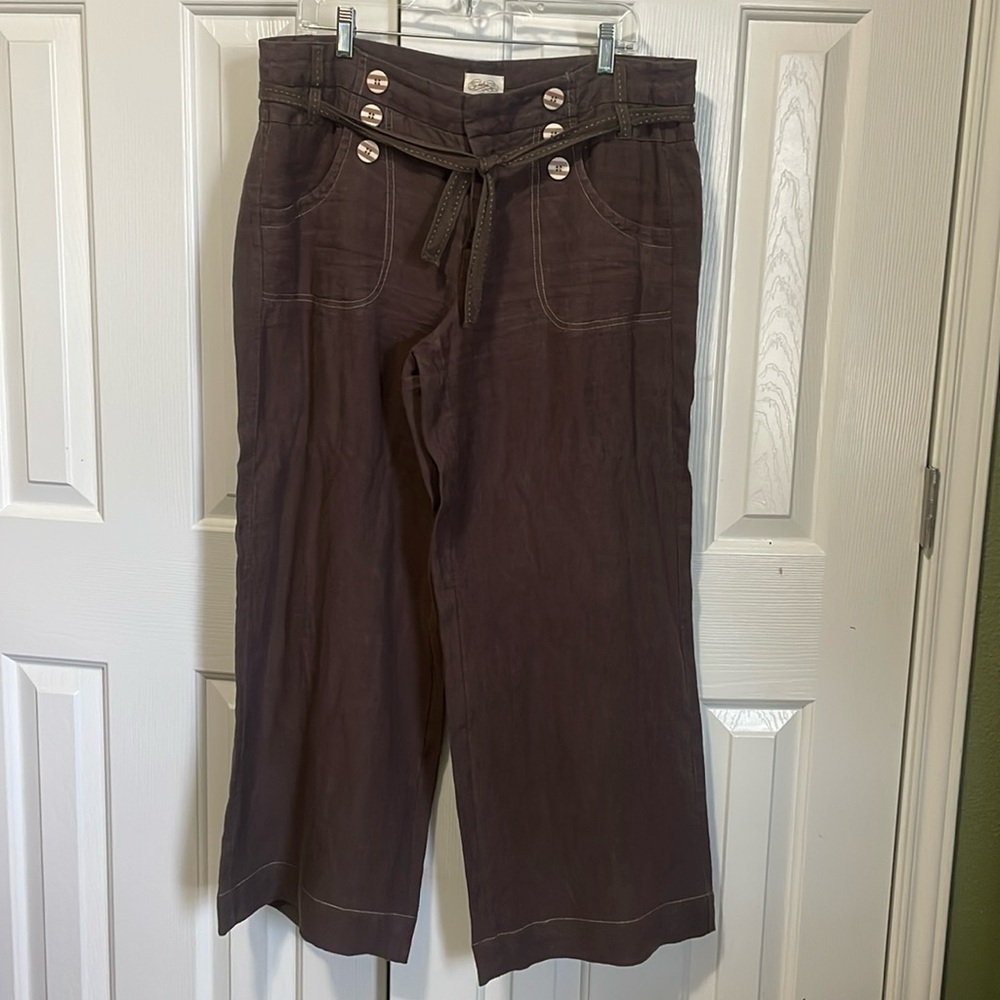 Anthropologie Wide Leg Linen Pants . Brown Excellent condition . Size 12